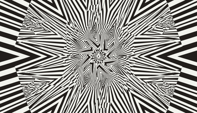 Monochromatic Geometric Op Art Pattern