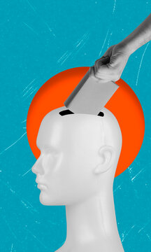 Book Entering Human Head Education, Learning and Knowledge Concept Art Collage