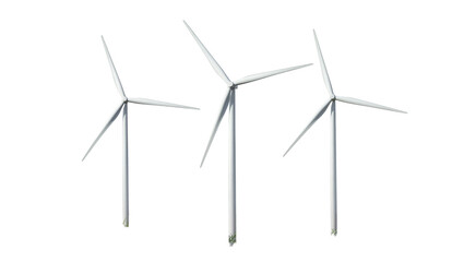 Isolated set of three wind turbines for renewable green energy generation power © Oisin