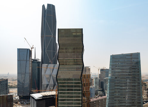 Close View of Modern Office Towers in King Abdullah Financial District Riyadh Saudi Arabia
