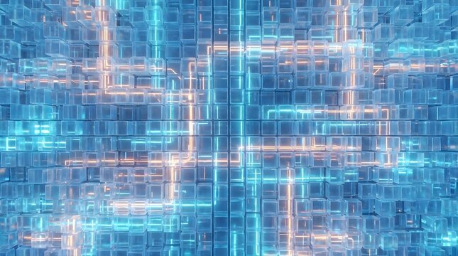 Abstract digital circuit background with glowing blue and orange data lines.