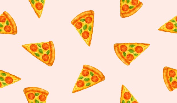 Pizza watercolor pattern background design