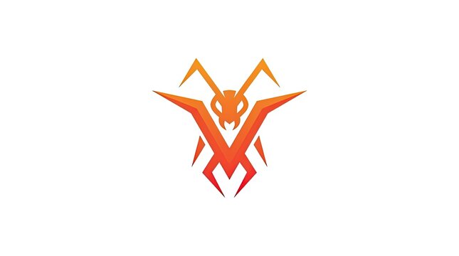 Stylized orange ant head mascot logo design.