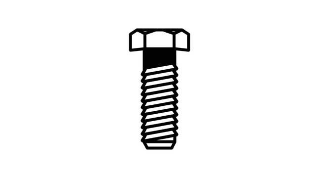 Minimalist black and white metal bolt vector icon for hardware, construction, and mechanical fastening design