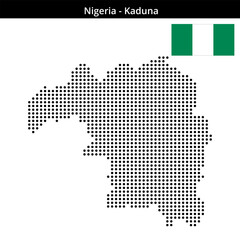 Obraz premium Map of Nigeria region Kaduna in medium size dots