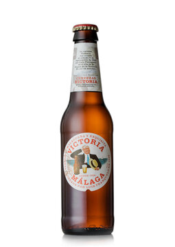 LONDON, UK - AUGUST 10, 2022: Bottle of Victoria Malaga lager beer on white background.