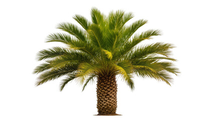 Isolated tropical palm tree with lush green fronds and textured trunk ready for design © Oisin