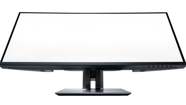 Isolated modern curved display computer monitor with blank white screen for your design