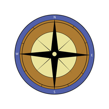 Vintage Compass Vector Illustration in Flat Style with Stroke Isolated on White
