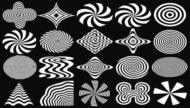 Abstract optical illusion geometric shapes vector collection