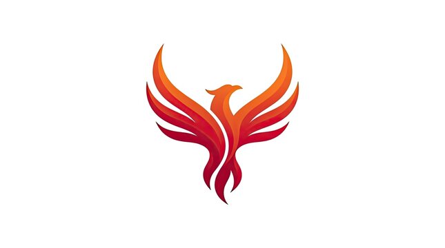 Vibrant orange phoenix bird rising mascot logo design.