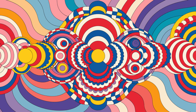 Vibrant Retro Psychedelic Swirl Pattern