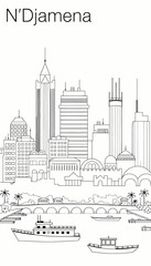 Obraz premium N'Djamena Skyline Vector Illustration