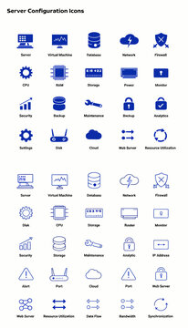 Server Configuration and Network Icons Set