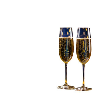 Two glasses of champagne standing.