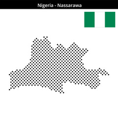 Obraz premium Map of Nigeria region Nassarawa in medium sized cross shaped dots