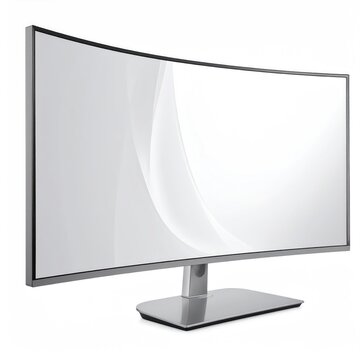 Sleek, curved screen display with a silver bezel and a minimalist stand