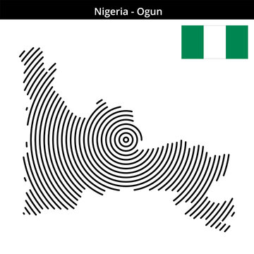 Map of Nigeria region Ogun in concentric medium size outlines