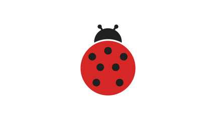 Minimalist flat vector illustration of a cute red ladybug icon on white background. © Abhinaya Project