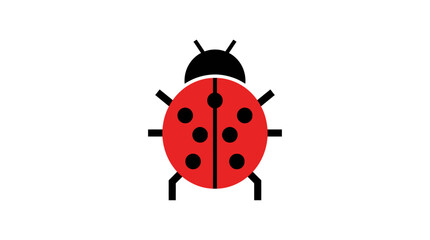 Minimalist flat vector illustration of a cute red ladybug icon. © Abhinaya Project