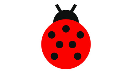 Minimalist flat vector illustration of a cute red ladybug with black spots. © Abhinaya Project