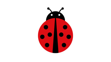 Minimalist flat vector illustration of a cute red ladybug icon. © Abhinaya Project