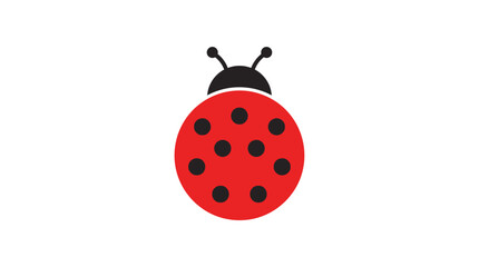 Minimalist flat vector icon of a cute red ladybug with black spots. © Abhinaya Project