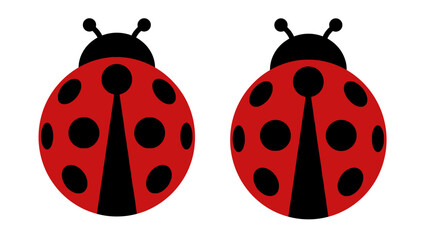 Two identical ladybug icons isolated on a white background. © Abhinaya Project