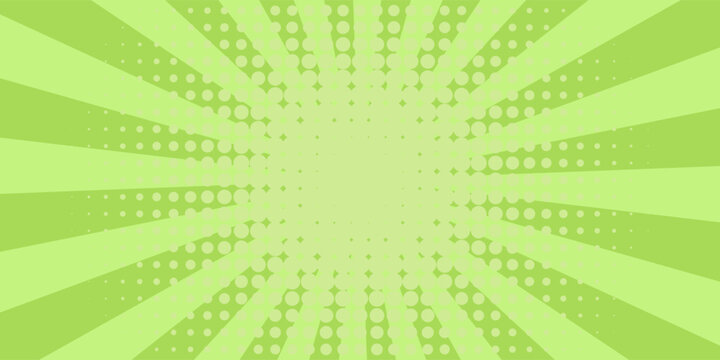 Bright green rays background. Comics  pop art style. Eps 10