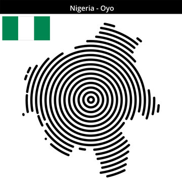 Map of Nigeria region Oyo in larger concentric lines