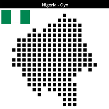 Map of Nigeria region Oyo in larger square dots