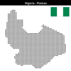Obraz premium Map of Nigeria region Plateau in medium size dots