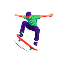Fototapeta premium Skateboarder performing a trick, dynamic action, extreme sports