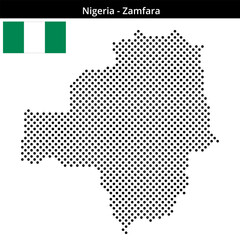Obraz premium Map of Nigeria region Zamfara in medium sized cross shaped dots