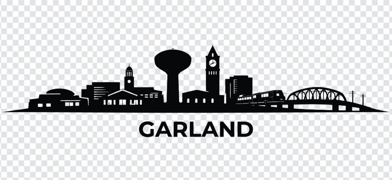 Garland texas city skyline silhouette, vector illustration