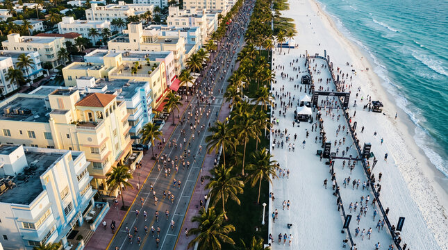 Miami Beach Aerial View During Spring Break Event