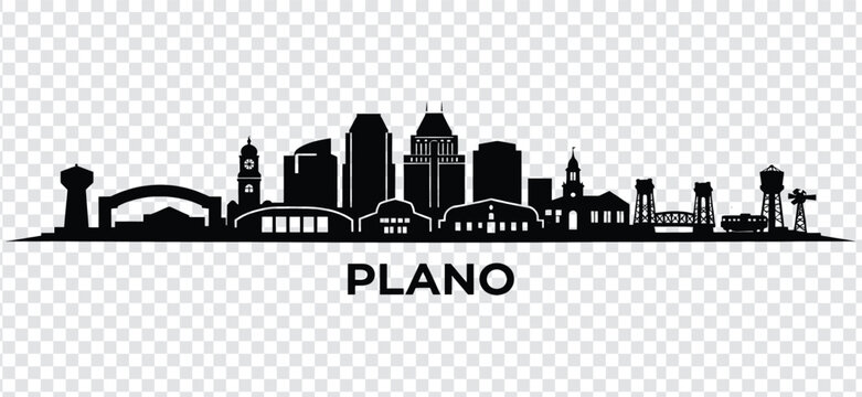 Plano texas city skyline silhouette, vector illustration