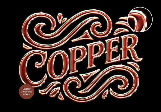 Copper Chrome Text Effect For Poster And Branding Design