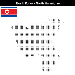 Fototapeta premium Map of North-Korea region North-Hwanghae in small size dots