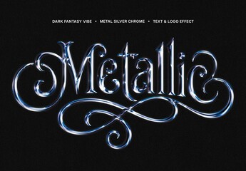 Dark Fantasy Metal Chrome Text Effect For Poster And Branding Design
