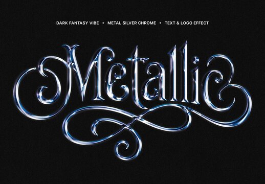 Dark Fantasy Metal Chrome Text Effect For Poster And Branding Design