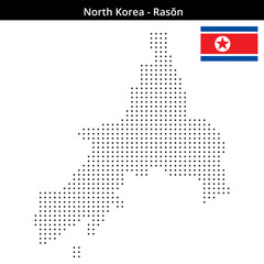 Obraz premium Map of North-Korea region Rasŏn in small size square dots