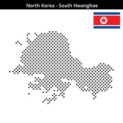 Obraz premium Map of North-Korea region South-Hwanghae in medium sized cross shaped dots