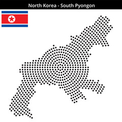 Fototapeta premium Map of North-Korea region South-Pyongon in concentric medium dots