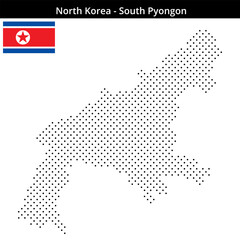 Obraz premium Map of North-Korea region South-Pyongon in small cross shaped dots