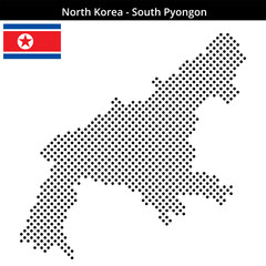 Obraz premium Map of North-Korea region South-Pyongon in medium sized cross shaped dots