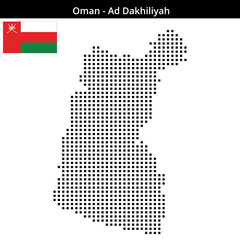 Fototapeta premium Map of Oman region Ad-Dakhiliyah in medium size square dots