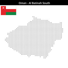 Fototapeta premium Map of Oman region Al-Batinah-South in small size dots