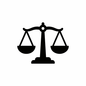 Black Balance Scale Icon Vector Illustration on White Background