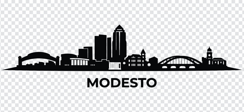 Modesto california city skyline silhouette vector illustration